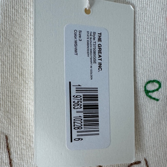 NWT Anthropologie The Great Slouch sweatshirt Golden State embroidery size Large - Picture 4 of 11